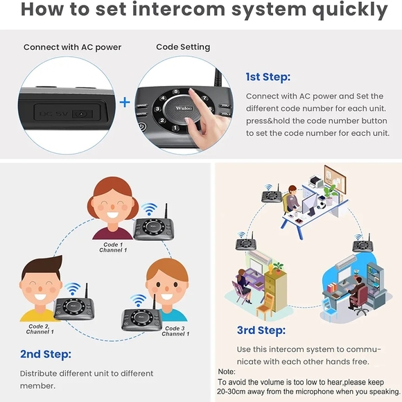 Wireless Intercom System in Black - Picture 6 of 7